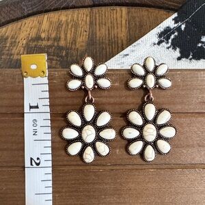 Floral Cream Dangle Earrings
